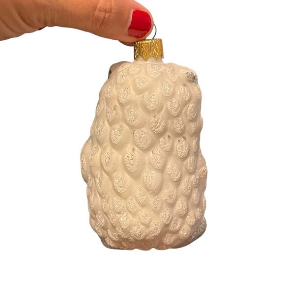 Firma Bilinski Handmade Polish Glass Snowy Owl Christmas Ornament - Picture 4 of 5